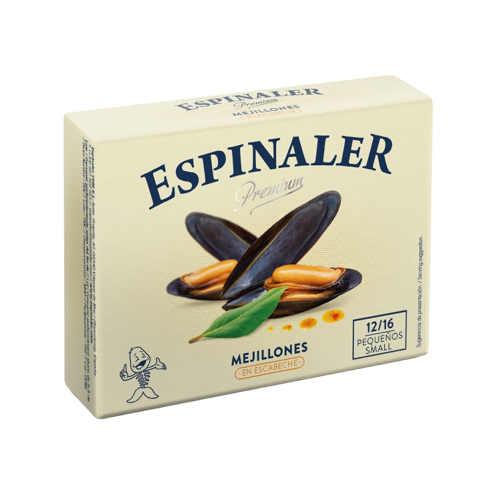 Espinaler Premium Mejillones en escabeche 12/16